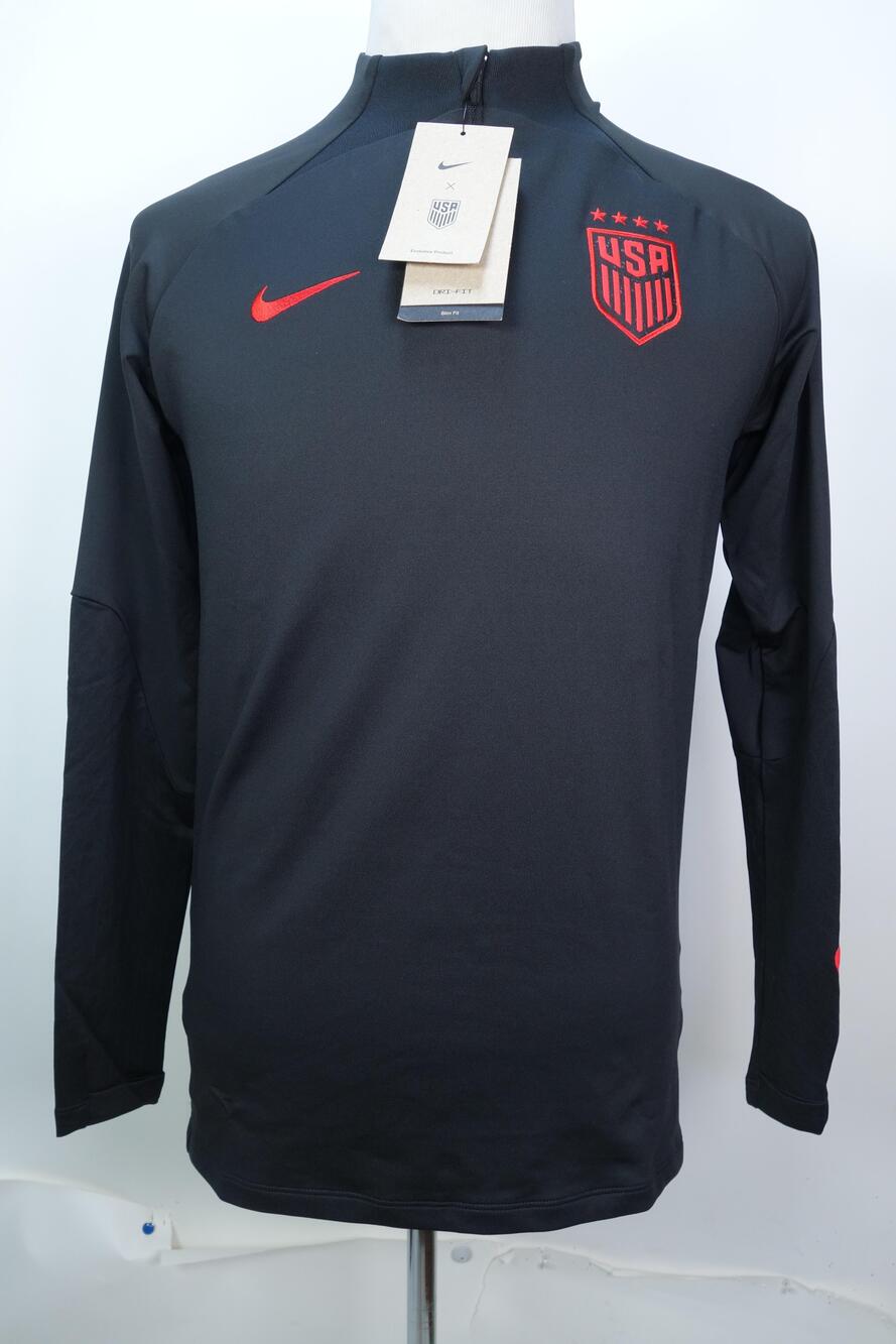 Nike USA Soccer Jacket Mens Medium Black Dri-FIT Slim Fit 1/4 Zip DR4627-010